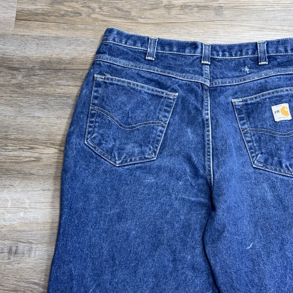 VTG Carhartt Flame-Resistant (FR) Relaxed Fit Denim Jeans Mens W34 x L32 - Picture 13 of 16